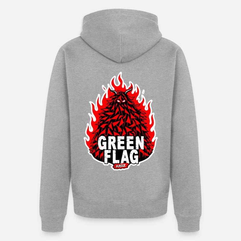 Blason du drapeau vert enflammé - Veste à capuche bio Premium Unisexe - gris chiné