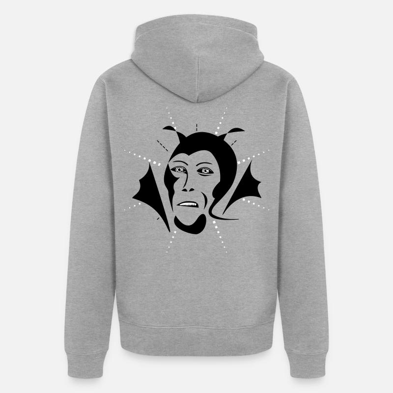 Devil / Teufel - Unisex Premium Bio Zip Hoodie - Grau meliert