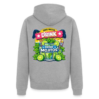 Sauvez l'eau, buvez Mojitos - Veste à capuche bio Premium Unisexe - gris chiné - Dos - Nico (187cm)
