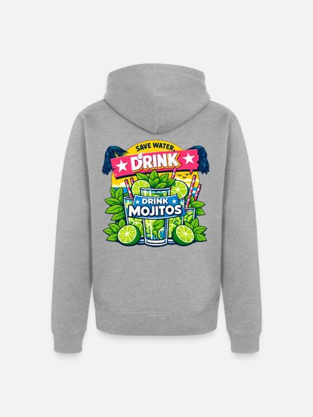 Save the water, drink Mojitos - Unisex Premium Organic Zip Hoodie - heather grey