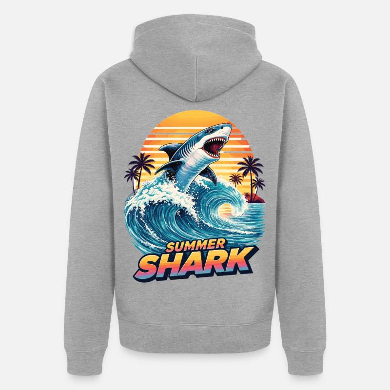 Requin d’été - Veste à capuche bio Premium Unisexe - gris chiné