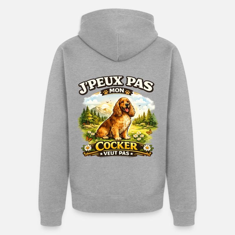 Cocker en nature: J'peux pas - Veste à capuche bio Premium Unisexe - gris chiné