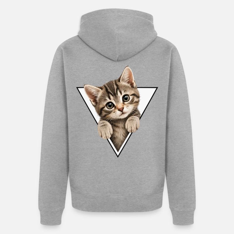 Chaton dans le triangle - Veste à capuche bio Premium Unisexe - gris chiné
