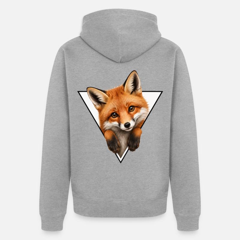 Illustration du renard dans le triangle - Veste à capuche bio Premium Unisexe - gris chiné