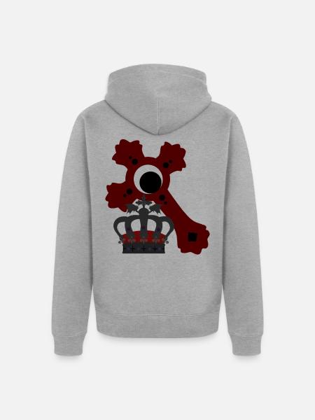 Königskrone und rotes gothic kreuz - Unisex Premium Bio Zip Hoodie - Grau meliert