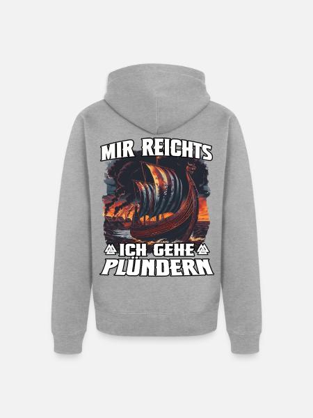 Mir reicht's: Ich gehe plündern - Unisex Premium Bio Zip Hoodie - Grau meliert