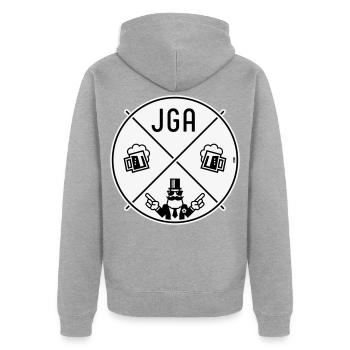 Bachelor Party Groom Hand Signal Beer Circle Symbol NEG 2C - Unisex Premium Organic Zip Hoodie - heather grey - Back - Nico (187cm)