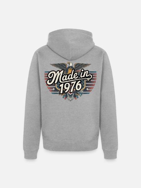 Jahrgang 1976 - Unisex Premium Bio Zip Hoodie - Grau meliert