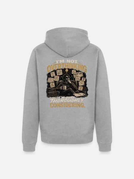 Gründliche Überlegung - Unisex Premium Bio Zip Hoodie - Grau meliert