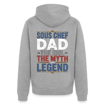 Sous Chef Dad The Idol The Culinary Professional - Unisex Premium Bio Zip Hoodie - Grau meliert - Hinten - Nico (187cm)