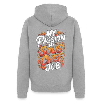 Sous Chef My Passion My Culinary Professional - Unisex Premium Bio Zip Hoodie - Grau meliert - Hinten - Nico (187cm)