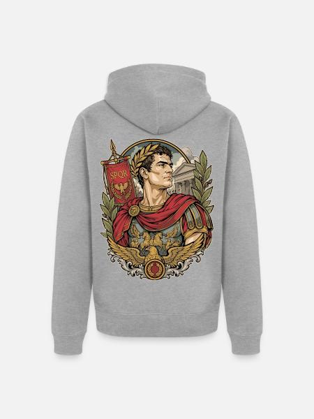 Römischer Kaiser - Unisex Premium Bio Zip Hoodie - Grau meliert
