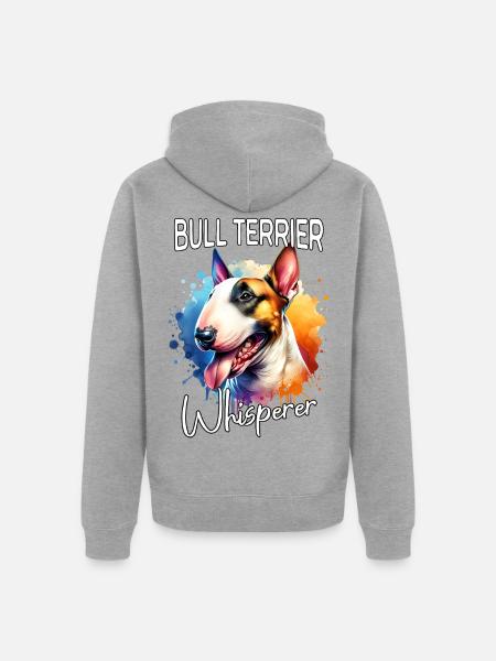 Bullterrier Flüsterer - Unisex Premium Bio Zip Hoodie - Grau meliert