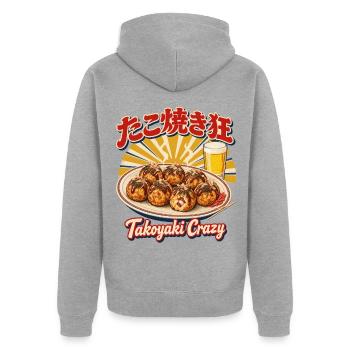 Takoyaki Crazy - Unisex Premium Bio Zip Hoodie - Grau meliert - Hinten - Nico (187cm)