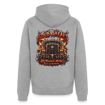 LKW Laut & Schwer: 40 Tonnen Metall Autobahn - Unisex Premium Bio Zip Hoodie - Grau meliert - Hinten - Nico (187cm)