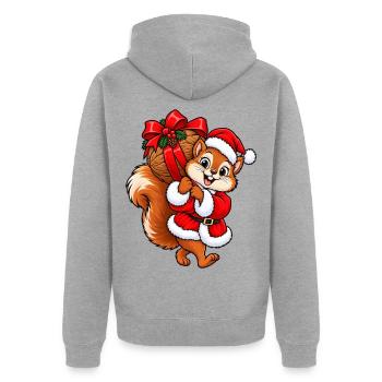 Weihnachten Eichhörnchen Nuss Geschenkidee - Unisex Premium Bio Zip Hoodie - Grau meliert - Hinten - Nico (187cm)