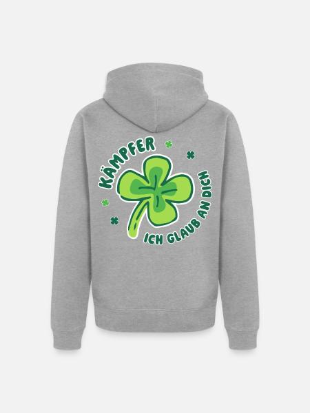 Kämpfer – Ich glaub an dich - Glücksbringer - Unisex Premium Bio Zip Hoodie - Grau meliert