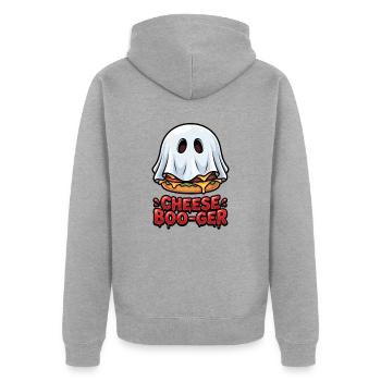 Cheese Boo-Ger Halloween - Unisex Premium Bio Zip Hoodie - Grau meliert - Hinten - Nico (187cm)