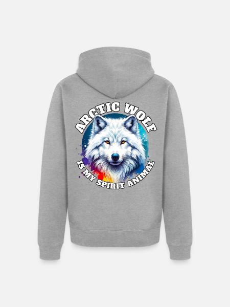 Lustige Polarwolf Sprüche - Unisex Premium Bio Zip Hoodie - Grau meliert