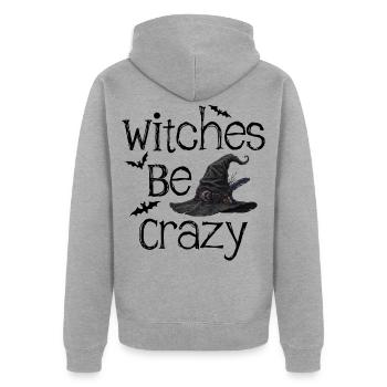 Lustige Hexen sind verrückt Halloween-Hexenhut-Grafik - Unisex Premium Bio Zip Hoodie - Grau meliert - Hinten - Nico (187cm)