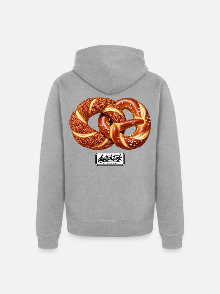 Simit & Brezel – deutschtürkisches Streetwear  - Unisex Premium Bio Zip Hoodie - Grau meliert