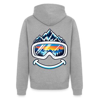 Ski Goggles Mountain Snowboard Wintersport - Unisex Premium Bio Zip Hoodie - Grau meliert - Hinten - Nico (187cm)