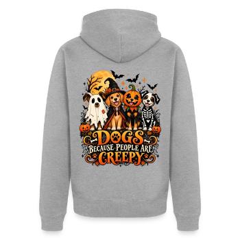 Dogs Because People Are Creepy Halloween - Unisex Premium Bio Zip Hoodie - Grau meliert - Hinten - Nico (187cm)