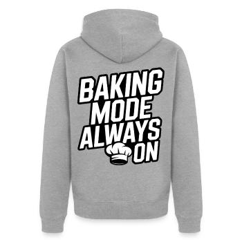 Backmodus immer an lustiger Back Spruch - Unisex Premium Bio Zip Hoodie - Grau meliert - Hinten - Nico (187cm)