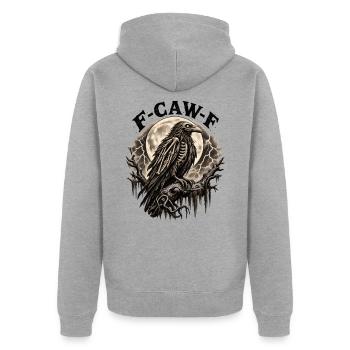 F-CAW-F Gothic Skeleton Raven Full Moon Dark - Unisex Premium Bio Zip Hoodie - Grau meliert - Hinten - Nico (187cm)
