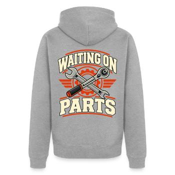 Waiting On Parts Mechaniker Werkstatt Humor - Unisex Premium Bio Zip Hoodie - Grau meliert - Hinten - Nico (187cm)
