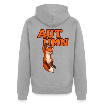 Fox – Herbst-Wildtierdesign - Unisex Premium Bio Zip Hoodie - Grau meliert - Hinten - Nico (187cm)