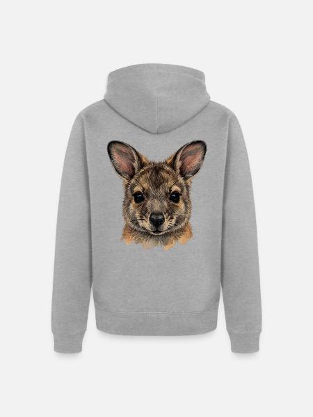 Süßes Quokka Wallaby Australien Design - Unisex Premium Bio Zip Hoodie - Grau meliert