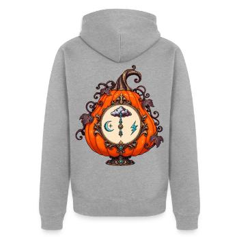 Ornamentkürbis Mit Himmelsuhr - Unisex Premium Bio Zip Hoodie - Grau meliert - Hinten - Nico (187cm)