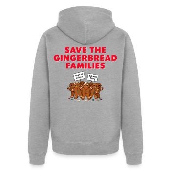 Save The Gingerbread Lustiges Weihnachts Motiv - Unisex Premium Bio Zip Hoodie - Grau meliert - Hinten - Nico (187cm)