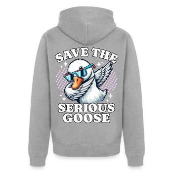 Gans Save Goose - Unisex Premium Bio Zip Hoodie - Grau meliert - Hinten - Nico (187cm)
