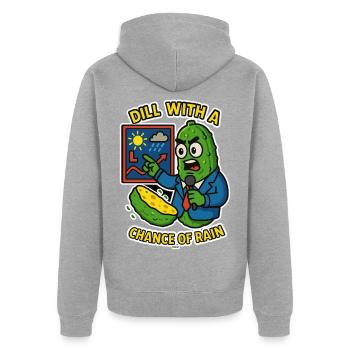 Dill Weather Wortspiel Gurken-Tee - Unisex Premium Bio Zip Hoodie - Grau meliert - Hinten - Nico (187cm)