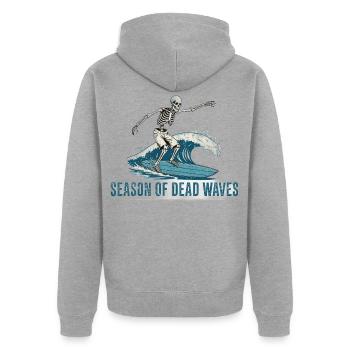 Halloween Skelett - Unisex Premium Bio Zip Hoodie - Grau meliert - Hinten - Nico (187cm)