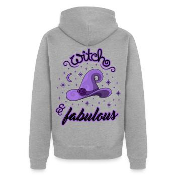 Witch and Fabulous - Unisex Premium Bio Zip Hoodie - Grau meliert - Hinten - Nico (187cm)