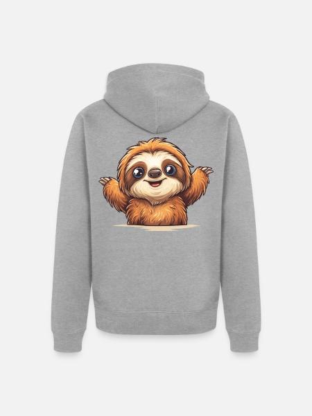 Flausch Sloth - Unisex Premium Bio Zip Hoodie - Grau meliert