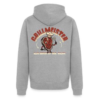Grillmeister Alles Andere Ist Nur Beilage - Unisex Premium Bio Zip Hoodie - Grau meliert - Hinten - Nico (187cm)