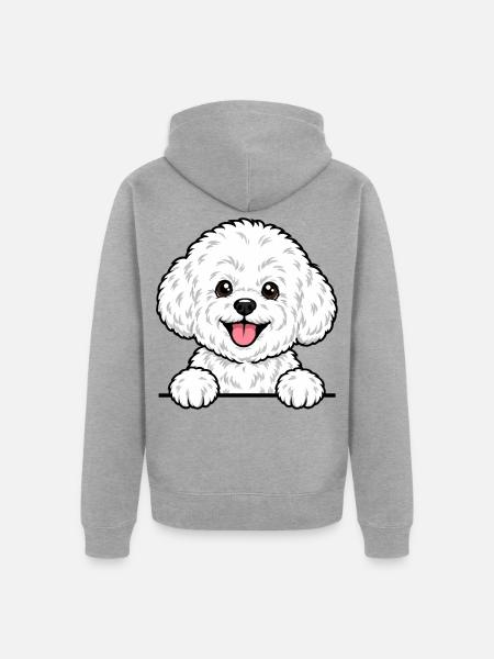 Bichon Frise - Unisex Premium Bio Zip Hoodie - Grau meliert
