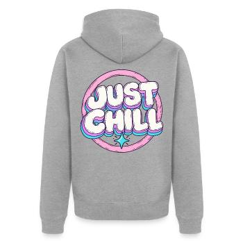 Just Chill Pastell Circle - Unisex Premium Bio Zip Hoodie - Grau meliert - Hinten - Nico (187cm)