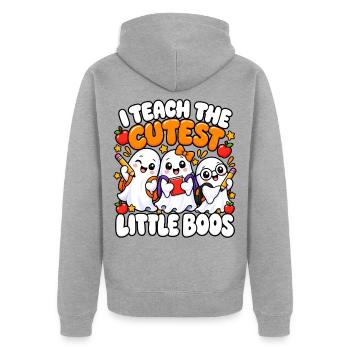 Süße Geister Lehrhelden Boo - Unisex Premium Bio Zip Hoodie - Grau meliert - Hinten - Nico (187cm)