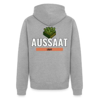 Balkon Hochbeet Geschenk für die erste Aussaat - Unisex Premium Bio Zip Hoodie - Grau meliert - Hinten - Nico (187cm)