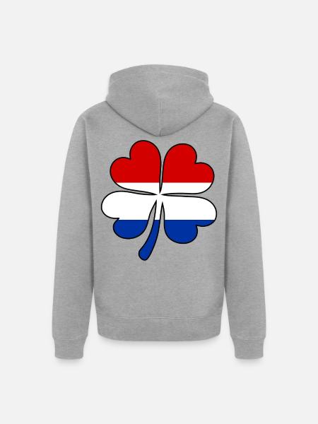 Holland Flagge Kleeblatt - Unisex Premium Bio Zip Hoodie - Grau meliert