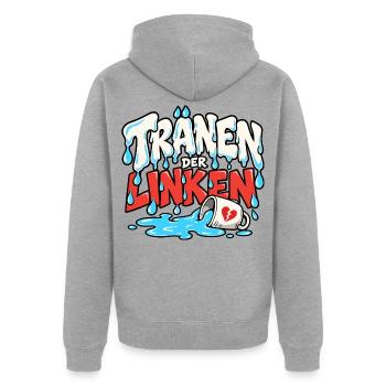 Tränen der Linken Linke Tränen - Unisex Premium Bio Zip Hoodie - Grau meliert - Hinten - Nico (187cm)
