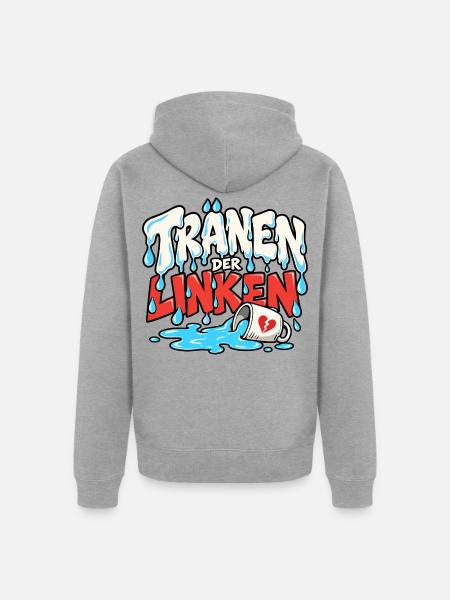 Tränen der Linken Linke Tränen - Unisex Premium Bio Zip Hoodie - Grau meliert