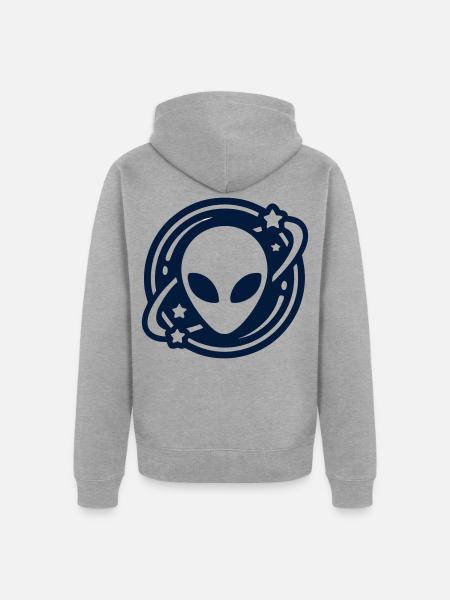 Alien Kopf Weltraum Logo - Unisex Premium Bio Zip Hoodie - Grau meliert