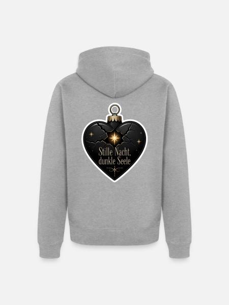 Stille Nacht dunkle Seele Weihnachtskugel Gothic - Unisex Premium Bio Zip Hoodie - Grau meliert