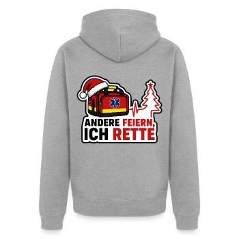 Andere feiern ich rette Rettungsdienst Weihnachten - Unisex Premium Bio Zip Hoodie - Grau meliert - Hinten - Nico (187cm)